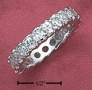 STERLING SILVER ROUND CZ ETERNITY BAND **FREE SHIPPING**