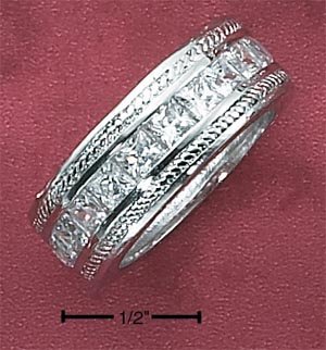 STERLING SILVER CHANNET SET BAND **FREE SHIPPING**