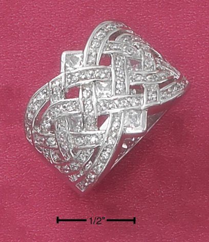STERLING SILVER 17MM FANCY OPEN WOVEN CZ BAND **FREE SHIPPING**