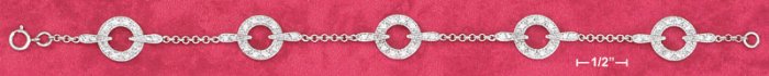 STERLING SILVER 7 INCH CZ CIRCLES BRACELET