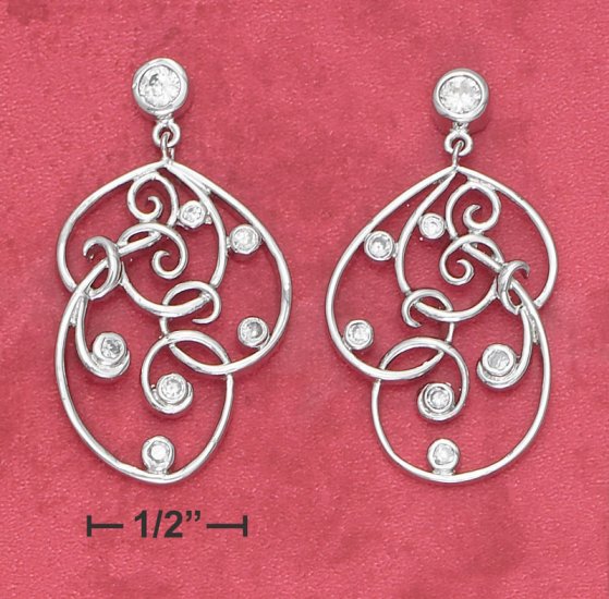 STERLING SILVER FANCY CZ FILIGREE EARRINGS **FREE SHIPPING**