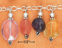 STERLING SILVER MULTI STONE TOGGLE BRACELET **FREE SHIPPING**