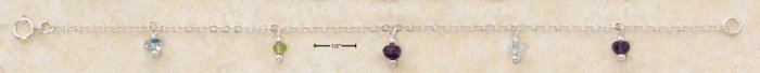 STERLING SILVER MULTI STONE DANGLING BRACELET **FREE SHIPPING**