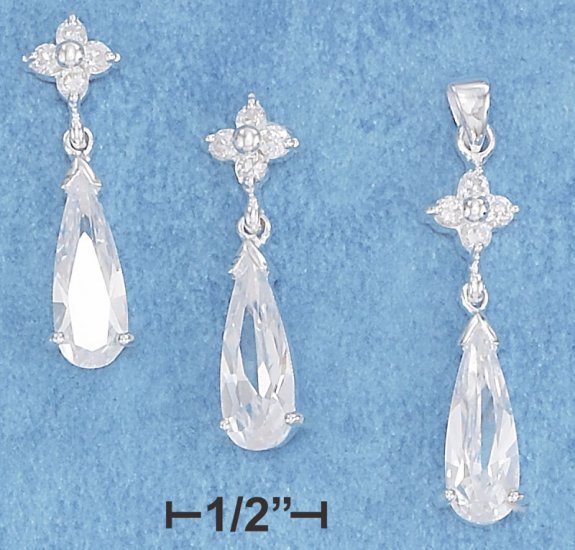 STERLING SILVER TEARDROP BRIOLETTE EARRINGS & PENDANT SET