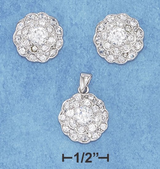 STERLING SILVER CZ EARRINGS & PENDANT SET **FREE SHIPPING**
