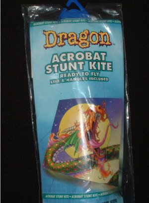 FLIGHT ZONE Dragon Acrobat Stunt Kite Dual Control 27x27 In with String and Holder
