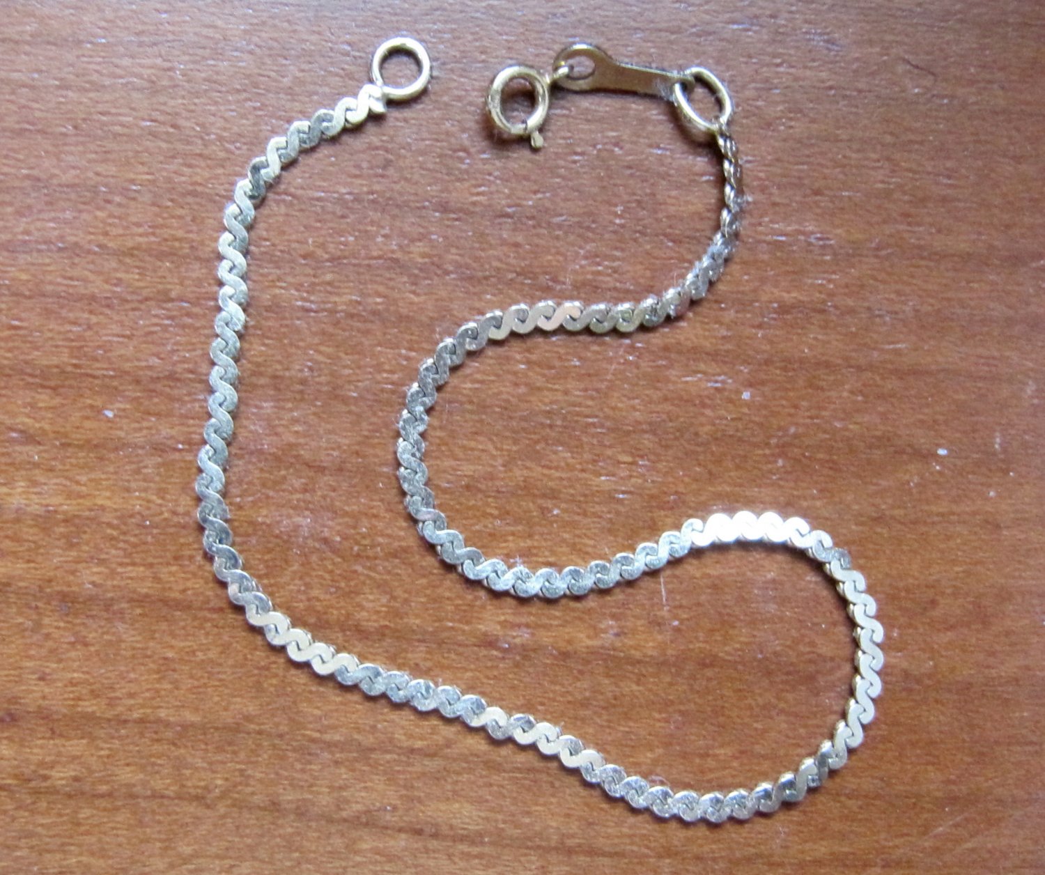 Vintage Solid 14K Gold Serpentine Chain Bracelet 7" Stamped 14k Italy