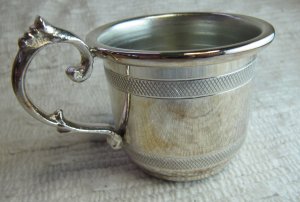 Pyramids Silver Plated Baby Mug Child Mug with Handle in Box 2 x 2.5 In