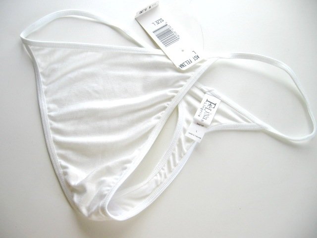 FELINA LINGERIE WHITE STRETCH & SHEEN & SOFT THONG, M