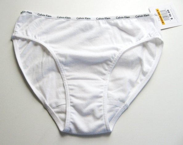 CALVIN KLEIN WHITE COTTON SIGNATURE LOGO BIKINI D1252, SIZE MEDIUM