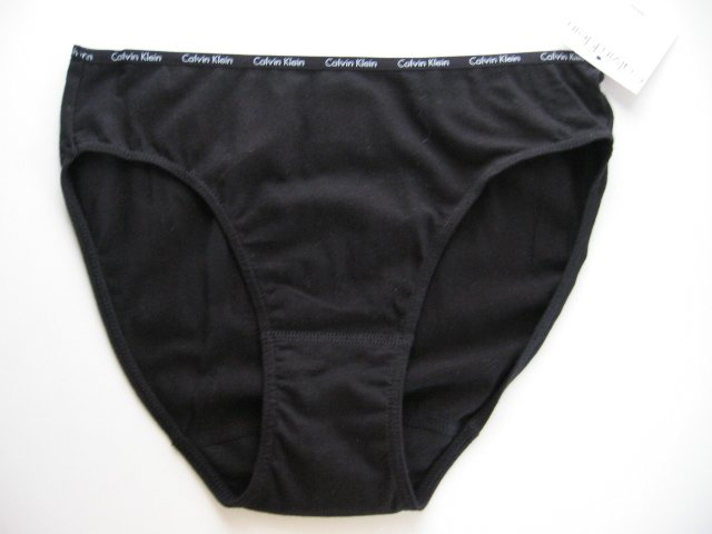 CALVIN KLEIN BLACK COTTON SIGNATURE LOGO BIKINI D1252, SIZE MEDIUM