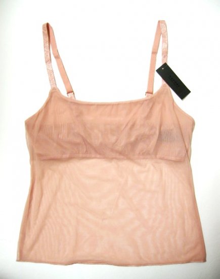 6XN001 NATORI DEEP FLESH SHEER CAMISOLE W/SHELF 141005, SIZE=SMALL