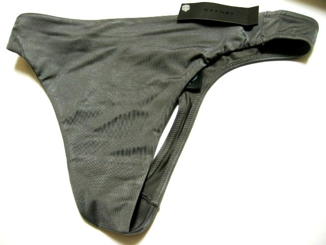 A0466 NATORI ZEN SLEEK MICROFBR THONG 150100 CHARCOAL, SIZE LARGE