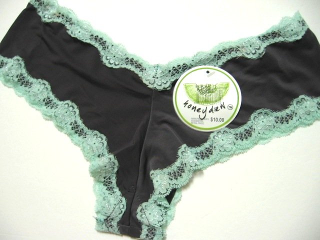 HONEYDEW SLAT/TIFF MICROFIBER & LACE BOYSHORT 438, SIZE= LARGE