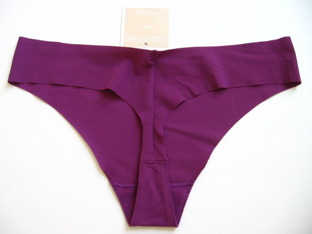 A0256 CALVIN KLEIN EGGPLANT NAKED UNFINISHED EDGE THONG F2636-K45, SIZE SMALL