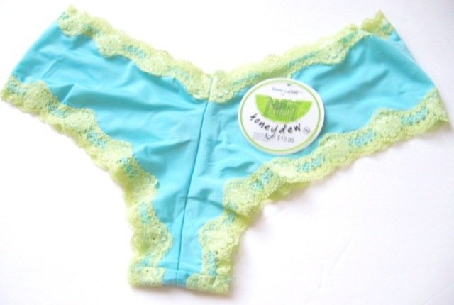 6U0049 HONEYDEW TIFF/LIME MICROFIBER & LACE BOYSHORT 438, SIZE SMALL