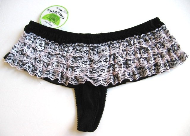 A0295 HONEYDEW BLACK/PINK SHEER MESH & LACE BOYSHORT, 008-3, SIZE SMALL