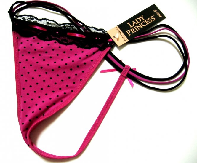 A0474 LADY PRINCESS BERRY/BLACK MFIBER/LACE G-STRING, SIZE LARGE