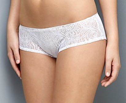 6U0078 CALVIN KLEIN WHITE TATTOO LACE HIPSTER D3095, SIZE MEDIUM