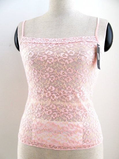 A0546 NATORI Underneath Stretch Lace Camisole, 142006, Tulip Pink/Butter, Size=MEDIUM