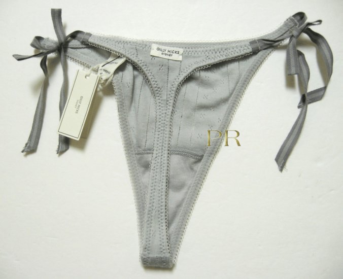 A295T ABERCROMBIE GILLY HICKS GRAY THERMAL SIDE-TIES THONG, SIZE MEDIUM