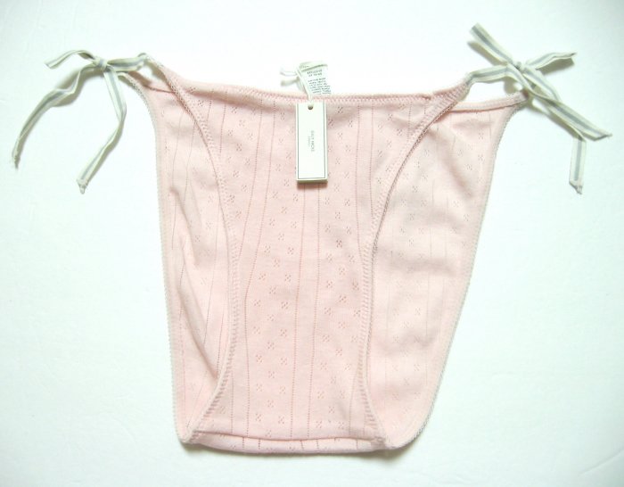 A295B ABERCROMBIE GILLY HICKS PINK THERMAL SIDE-TIES SKNNY BIKINI, SIZE SMALL