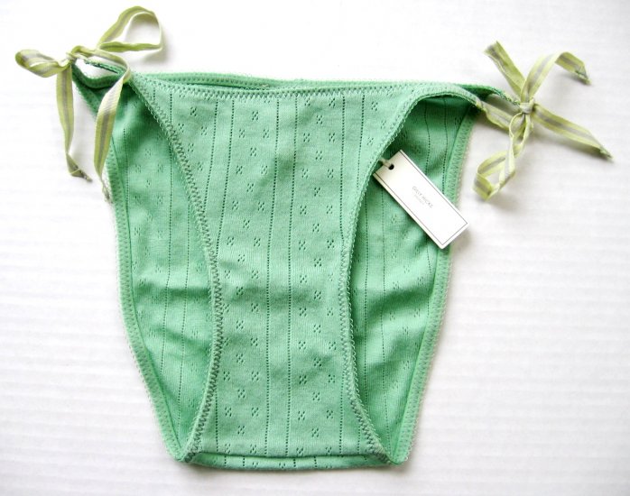 A295B ABERCROMBIE GILLY HICKS LIME THERMAL SIDE-TIES SKNNY BIKINI, SIZE SMALL