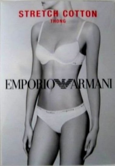 A568T EMPORIO ARMANI COTTON THONG 162093 W/ CERTIFICATE, WHITE SIZE MEDIUM