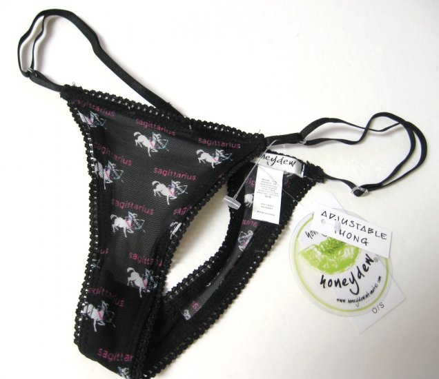 A0569 Honeydew Mesh Adjustable Thong 305H BLACK SAGITTARIUS FREE SIZE