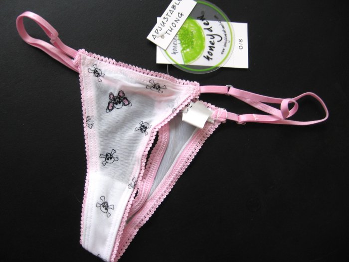 A0569 Honeydew Mesh Adjustable Thong 305S PINK SKELETON FREE SIZE
