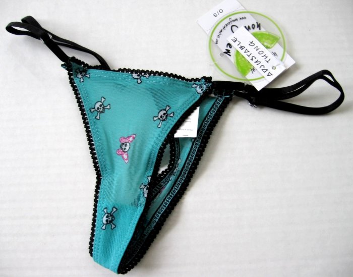 A0569 Honeydew Mesh Adjustable Thong 305S CYAN SKELETON FREE SIZE