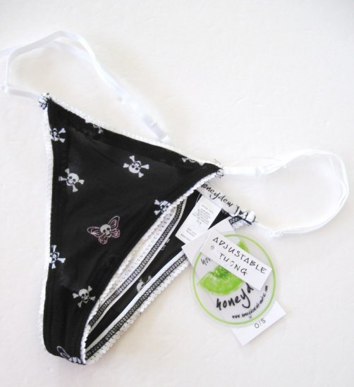 A0569 Honeydew Mesh Adjustable Thong 305S BLACK SKELETON FREE SIZE