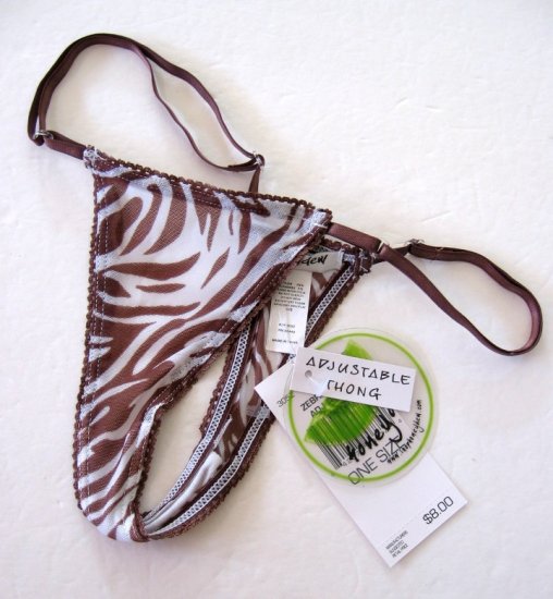 A0569 Honeydew Mesh Adjustable Thong 305Z CHOCOLATE ZEBRA FREE SIZE