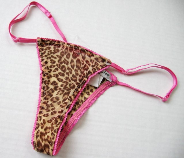 A0569 Honeydew Mesh Adjustable Thong 305L Pink Leopard FREE SIZE