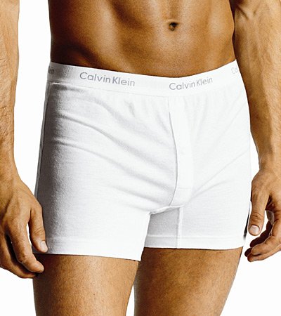 A0100 CALVIN KLEIN MEN'S WHITE BASIC KNIT BOXER U1049D, SIZE LARGE