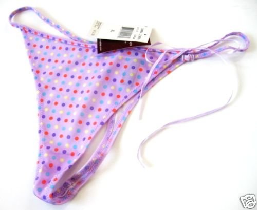 X0012 DONNA LOREN LILAC RAINBOW POLKA DOTS MF THONG SIZE EXTRA LARGE