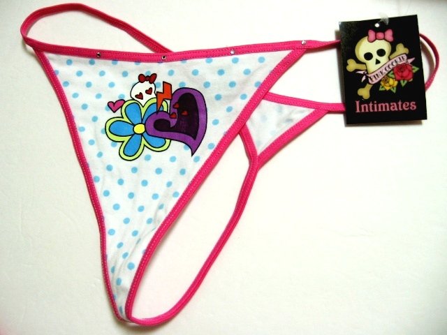 X0134 PINK COOKIE SWEET HEART RHINESTONE G-STRING SMALL