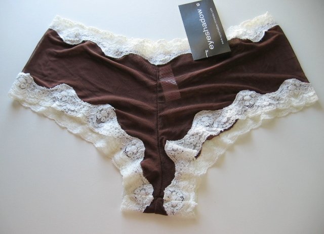 A0152 Eyeshadow Sheer Mesh Lace Accent Boyshort BROWN, SIZE Small (5)