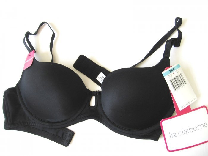 A181P Liz Claiborne Stretch Demi Push-Up UW Bra 7733 BLACK 34A