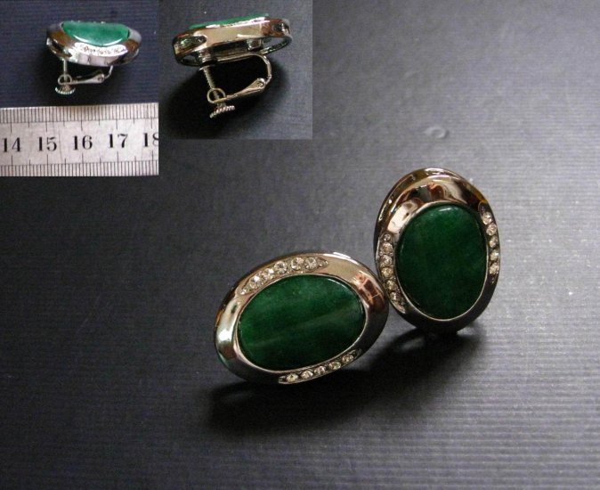 Silver Jade & SD Clip Earrings