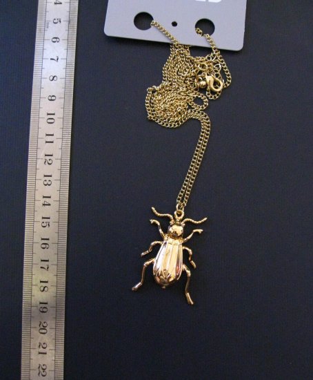 Unique Long Gold Insect Pendant/Necklace, 34.8"