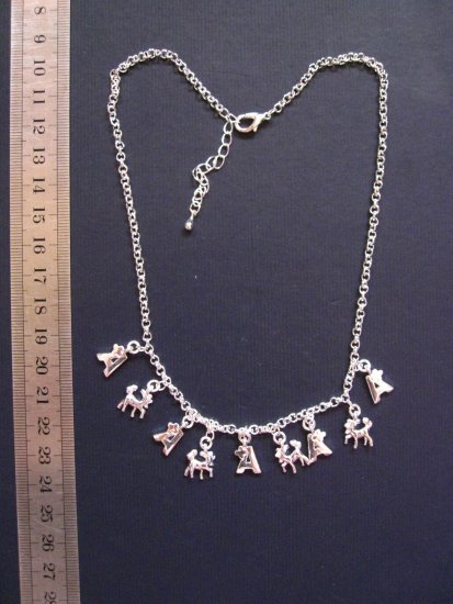 Letter A & Horses Charms Silver Necklace