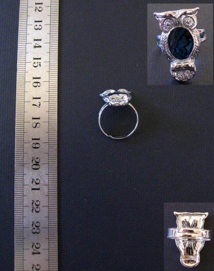 Adjustable Size Silver Owl Shell Ring