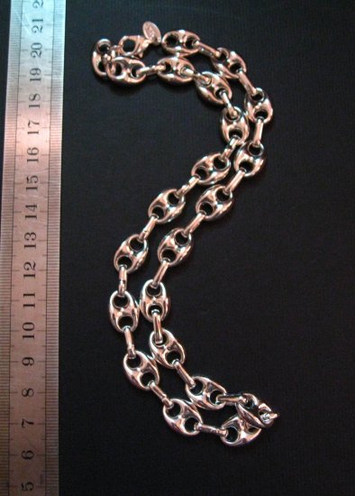 Unique Silver Thick Ring-Linked Chain/Necklace,17.7"