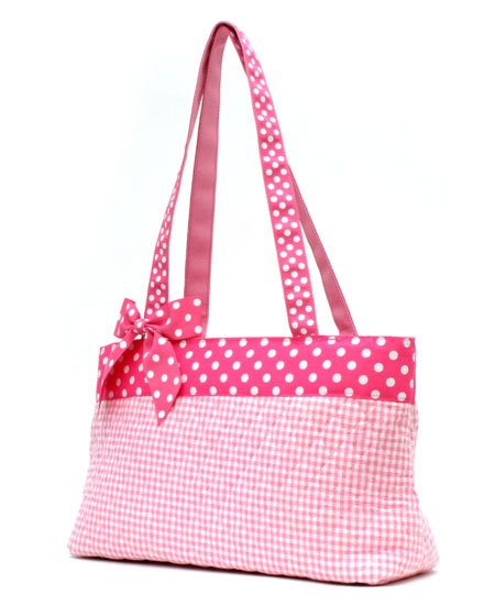 QUILTED PINK GINGHAM HANDBAG