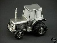 Personalized Pewter Tractor Baby Bank - Engraved Free