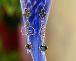 Bali Sterling silver wire wrapped blue lampwork earrings