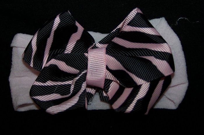 Zebra Bow Nylon Headband