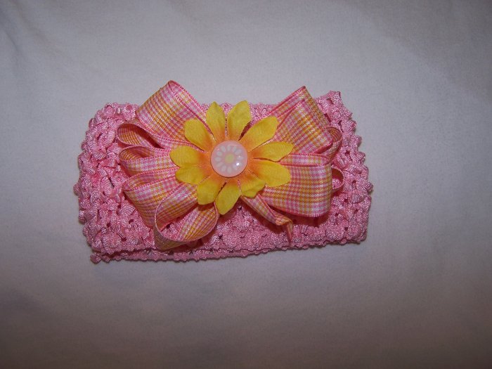 Pink/Yellow Bow Headband