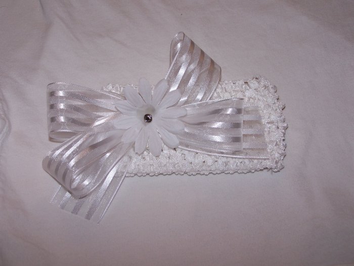 White on White Bow Headband